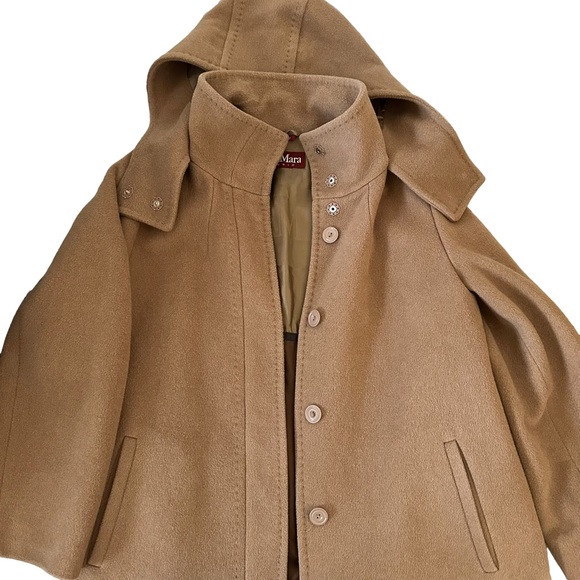 MaxMara STUDIO Angora Rabbit, SILK, & Wool Hooded Coat - Picture 7 of 12